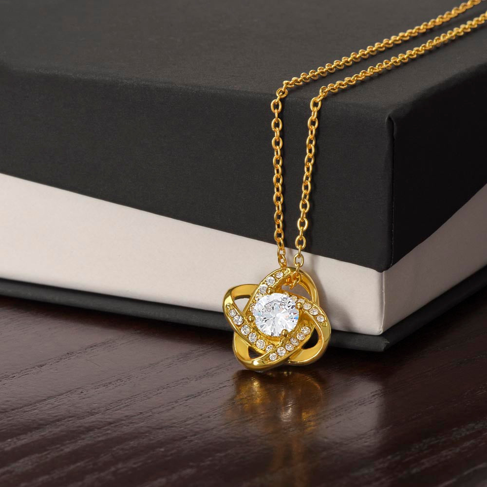 To My Daughter | Love Dad | Cubic Zirconia Love Knot Necklace