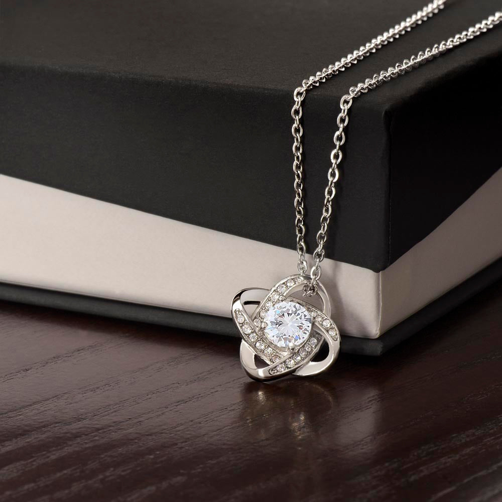 To My Daughter Necklace | Sterling Silver - Cubic Zirconia Love Knot