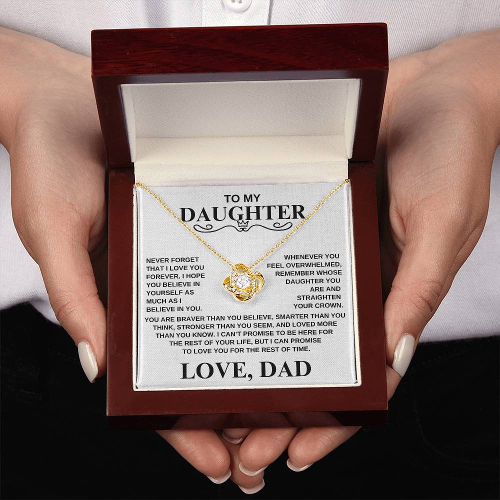 To My Daughter | Love Dad | Cubic Zirconia Love Knot Necklace