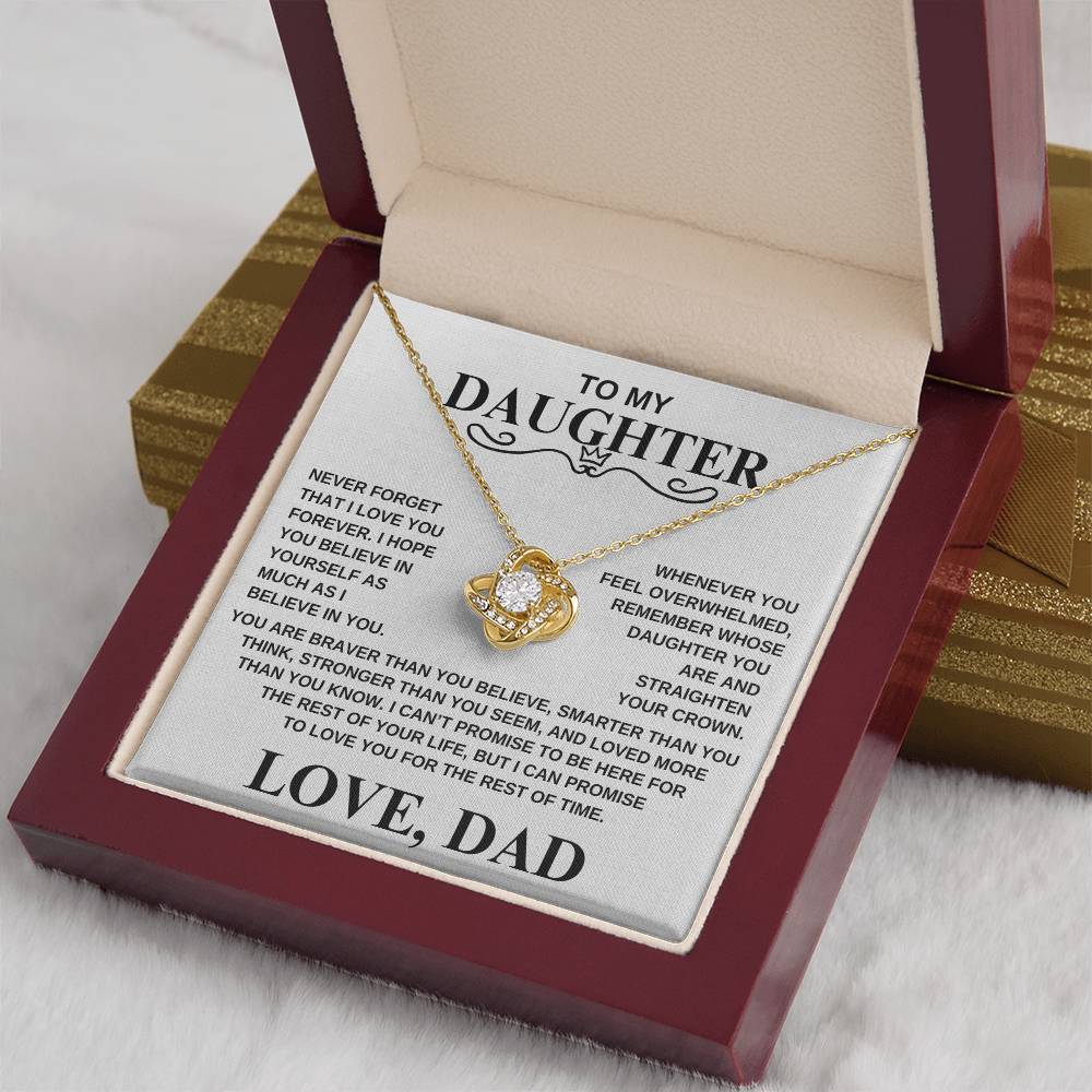 To My Daughter | Love Dad | Cubic Zirconia Love Knot Necklace