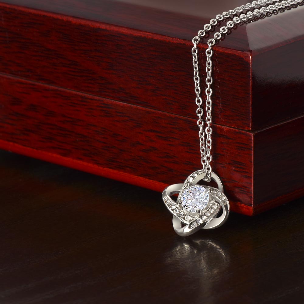 To My Daughter Necklace | Sterling Silver - Cubic Zirconia Love Knot