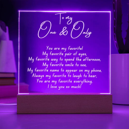 To My One & Only | Square LED Acrylic