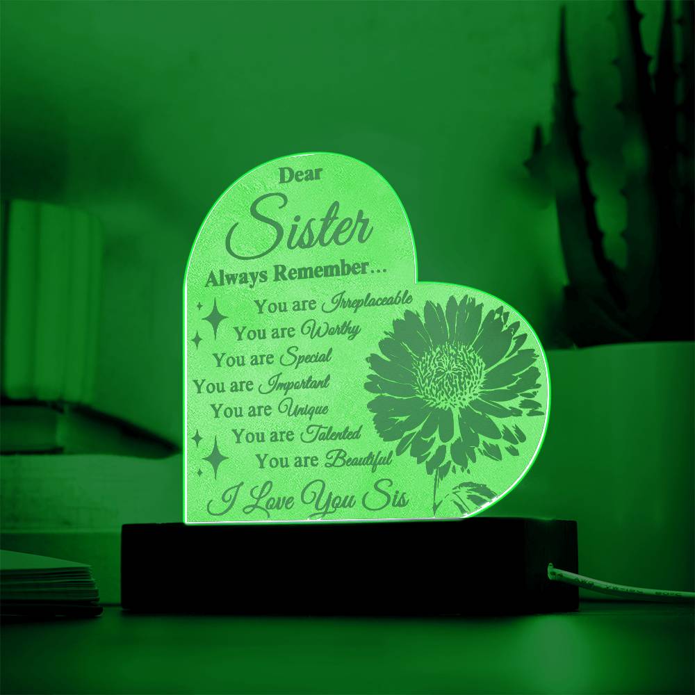 To My Sister 3D Flower Nightlight | Clear Text White Background