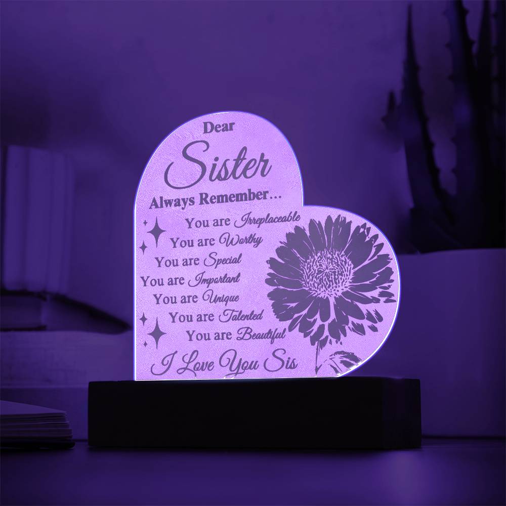 To My Sister 3D Flower Nightlight | Clear Text White Background